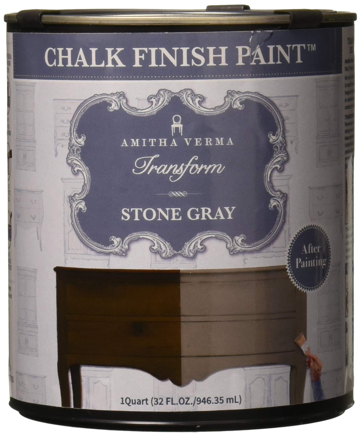 Amitha Verma Chalk Finish Paint, No Prep, One Coat, Fast Drying DIY Makeover for