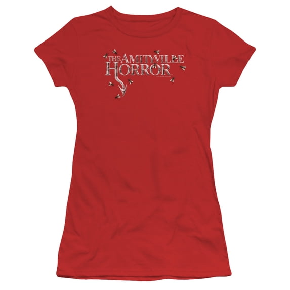 Amityville Horror Flies Junior Women's T-Shirt Sheer Red