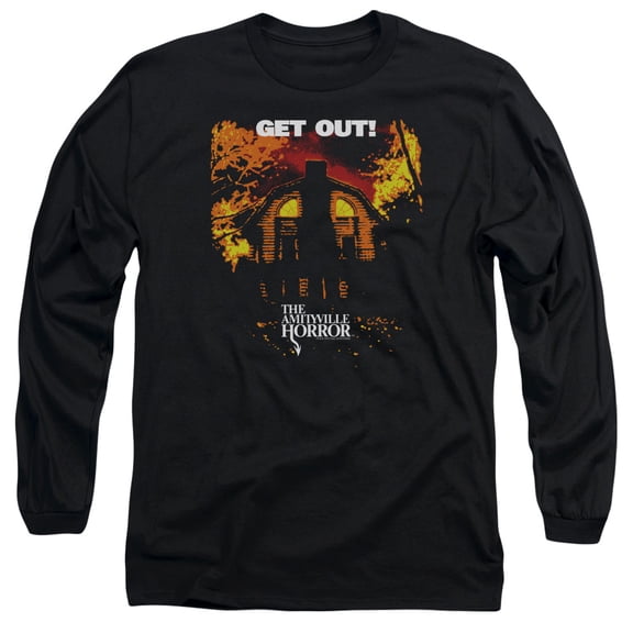 Amityville Horror Get Out Long Sleeve Adult 18/1 T-Shirt Black