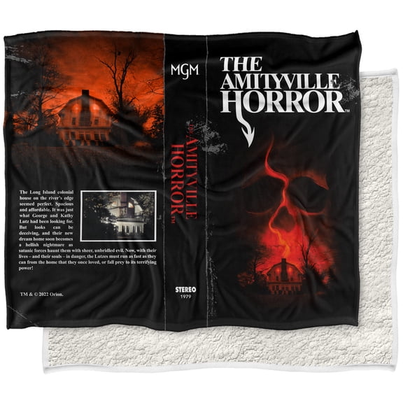 Amityville Horror - Logo Blanket, 50'x60' VHS Front and Back Silky Touch Sherpa Back Super Soft Throw Blanket
