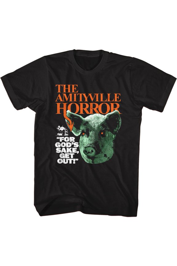 Amityville Horror Pig Head Black Adult T-Shirt