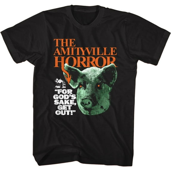 Amityville Horror Pig Head Black Adult T-Shirt
