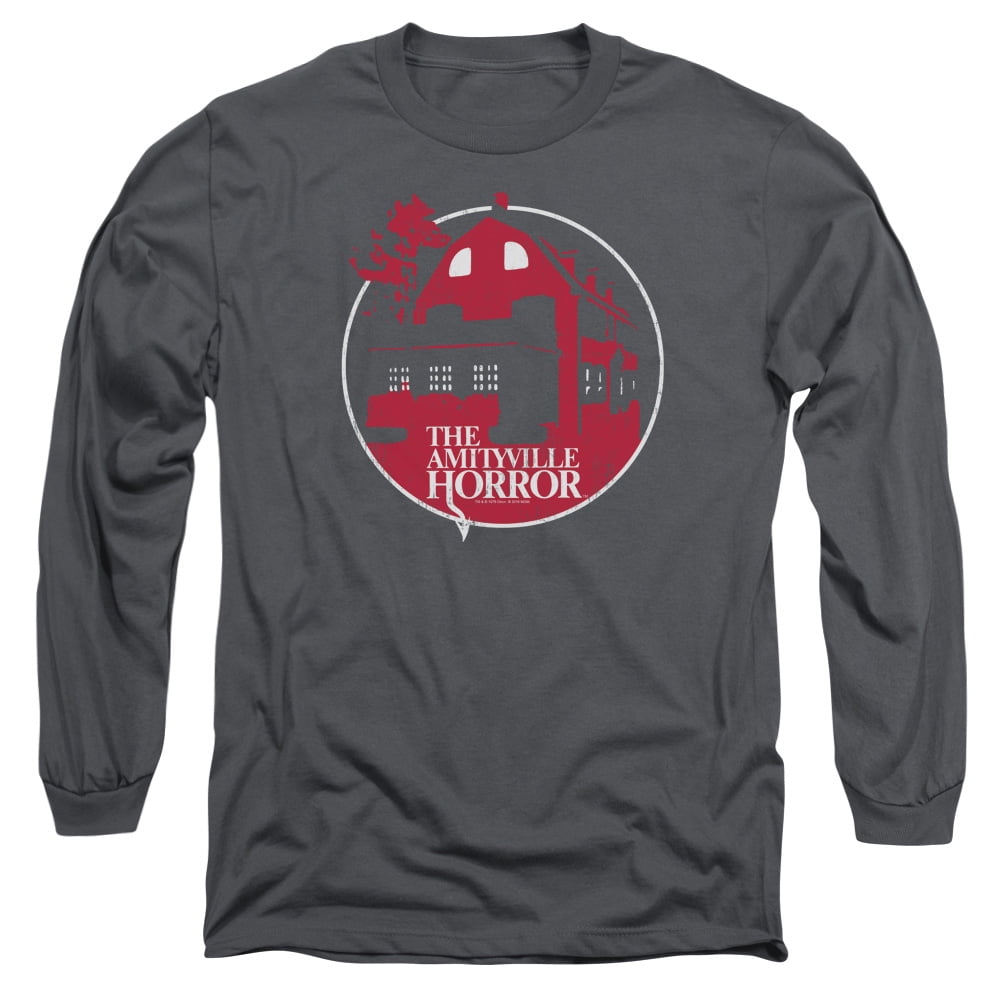 Amityville Horror Red House Long Sleeve Adult 18/1 T-Shirt Charcoal ...
