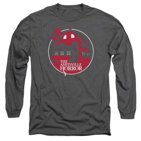Amityville Horror Red House Long Sleeve Adult 18/1 T-Shirt Charcoal
