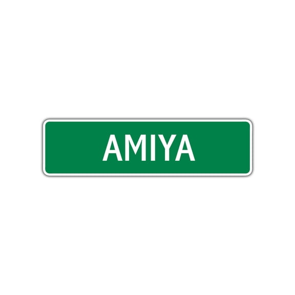 Amiya Girls Children Indoor Outdoor Unique Wall Novelty Name Letter Printed Plaque Decoration Label Aluminum Metal Sign 4"x13.5"
