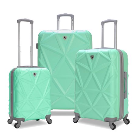 Amka 28” Unisex 3-Piece Hardside Expandable Spinner Luggage Set, Mint