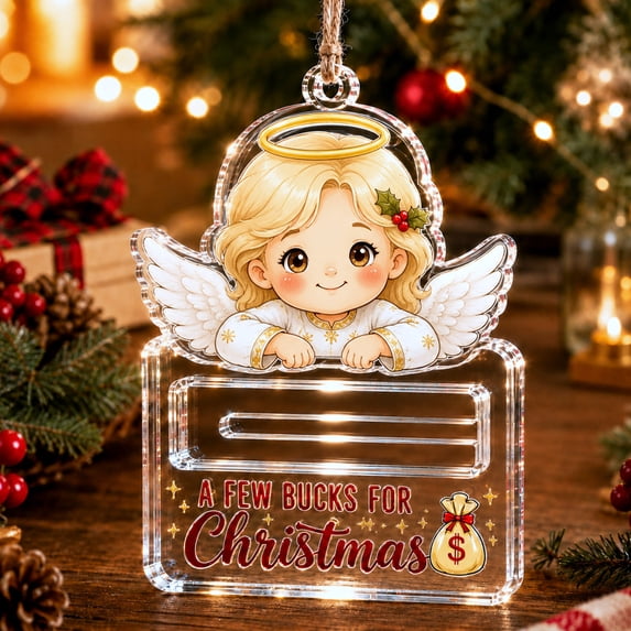 Amketima Christmas Cash Gift Holder Ornament Acrylic with Slot for Money Bills Tree Hanging Holiday Decor Display Accent