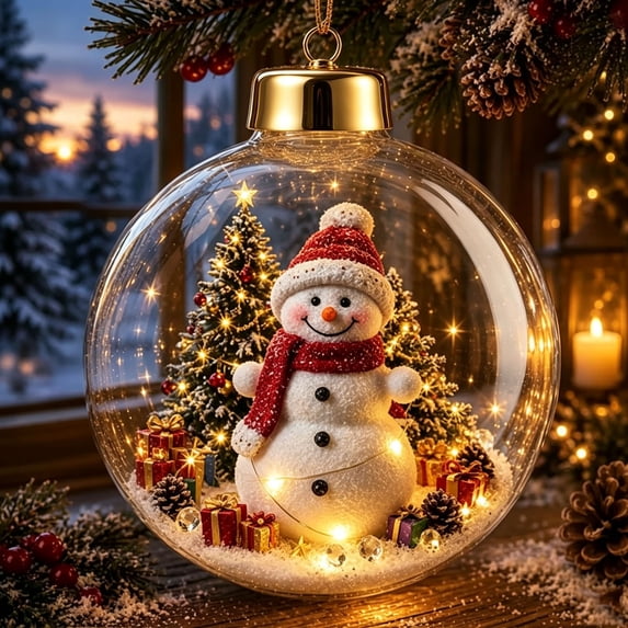 Amketima Christmas Ornaments Ball Glass Ball with Warm Light Acrylic ...