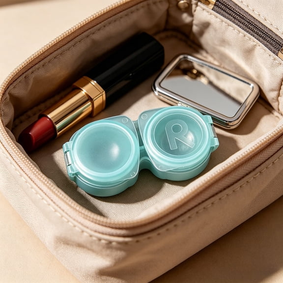 Amketima Contacts Lens Case Double Lens Case Portable Travel Storage Box 2.17x1.06x0.59 Inch Compact Plastic Holder for Soft Hard Contacts Gym Business Trip