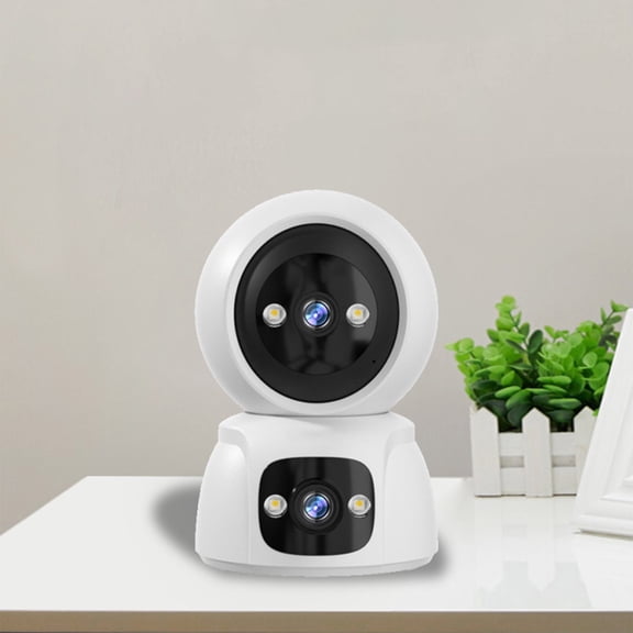 Amketima Dual Lens WiFi Camera Panoramic 360 Degree PTZ Surveillance Cam Auto Tracking Night Vision Two Way Audio for Home Security Indoor
