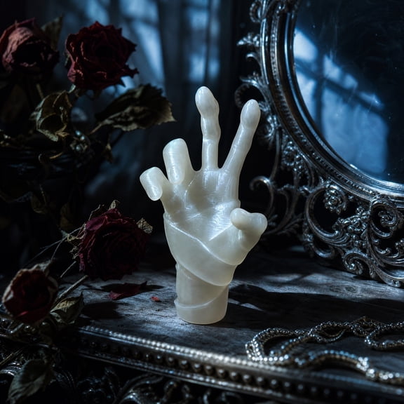 Amketima Halloween Glow in Dark Skeleton Hand Ornament Plastic Spooky Gothic Night Light Decorative Prop for Home Table Shelf Desk 7 in Gift