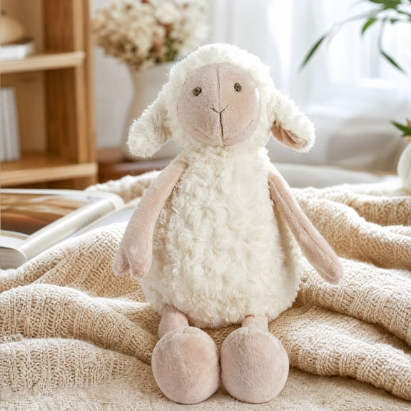 Amketima Home Decor Toys Cute Curly Sheep Doll Soft Stuffed Toy Rag Doll for Birthday Present Bedroom Decoration Reusable