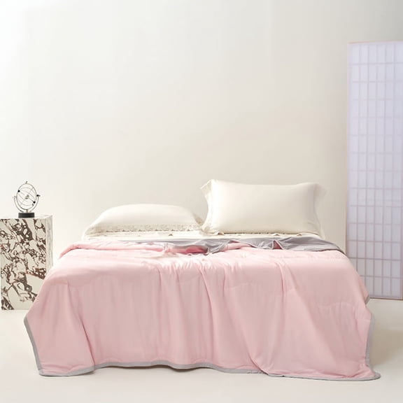 Amketima Ice Silk Summer Quilt 59x43 Inch, Lightweight Air Conditioning Blanket Reversible, Breathable Cooling Comforter Machine Washable