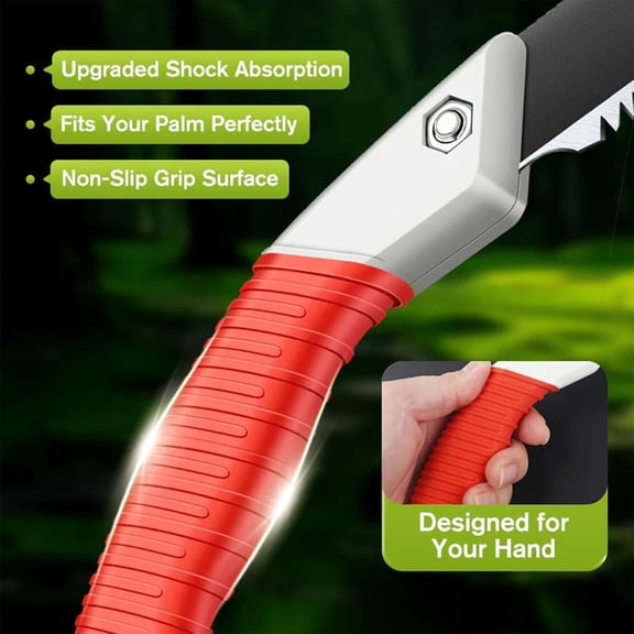 Amketima Lightweight Pruning Saw with Sheath SK5 Steel Razor Teeth Curved Blade Ergonomic Non-Slip Grip Hand Saw for Tree Trimming Garden