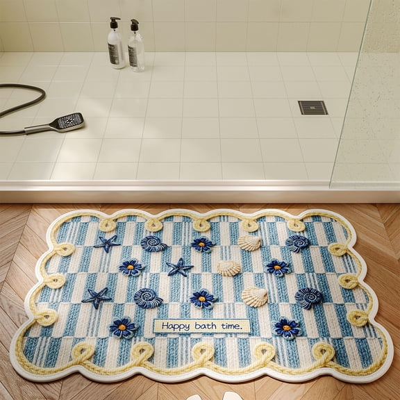 Amketima Non Slip Bathroom Mat Absorbent Floor Mat Quick Drying Rubber Backing Machine Washable for Bedroom Entrance 23.6x15.7in
