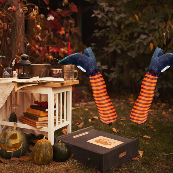 Amketima Set of 2 Halloween Witch Legs Foam Prosthetic Garden Yard Ground Insert Decoration 18.5 Inch Creepy Outdoor Spooky Prop