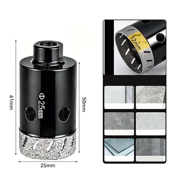Amketima Thin Diamond Hole Saw for Angle Grinder Ceramic Tile Porcelain Granite Dry Drilling Core Bit M10 Thread Cutting Disc 20mm to 60mm