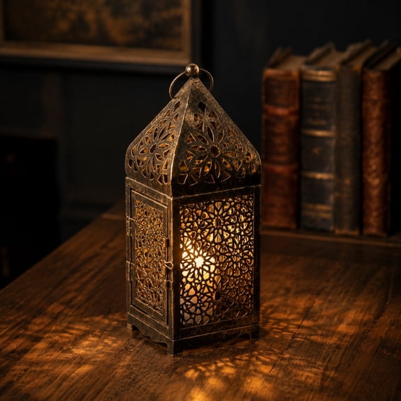 Amketima Vintage Metal Lamp Moroccan Style Candle Lantern with Openwork Hanging or Tabletop Use for Patio Wedding Boho Decor 12 Inch