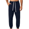 thumbnail image 1 of Amkhujs Fall Pants for Men Everyday Running Drawstring Sweatpants with Pockets Trendy Solid Ankle Length Joggers, 1 of 9