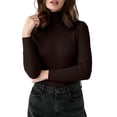 thumbnail image 1 of Amkhujs Fall Tops for Women Trendy Turtleneck Elegant Ribbed Knit Tops Casual Solid Fitted Basic Long Sleeve Tops, 1 of 9