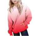 thumbnail image 1 of Amkhujs Hoodies for Kids Trendy Cute Gradient Drop Shoulder Warm Sweatshirts Fleece Lined Casual Long Sleeve Tops with Pocket, 1 of 9