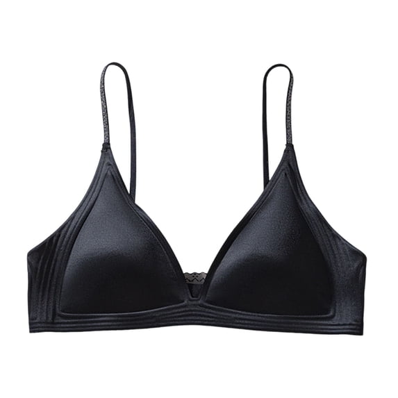 Amkhujs Push Up Bras for Women Breathable Lace Deep V Neck Wireless Bra Adjustable Spaghetti Strap Seamless Bras