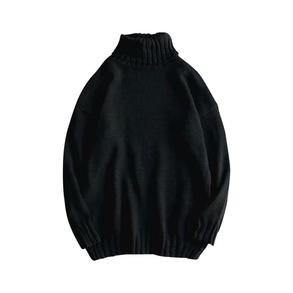 Amkhujs Sweaters for Men Turtle Neck Long Sleeve Oversized Sweater Basic Warm Winter Fall Sweater for Everyday Wear