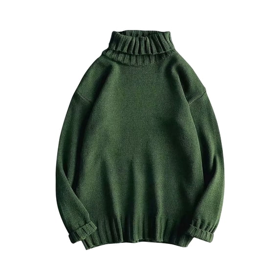 Amkhujs Sweaters for Men Turtle Neck Long Sleeve Oversized Sweater Basic Warm Winter Fall Sweater for Everyday Wear
