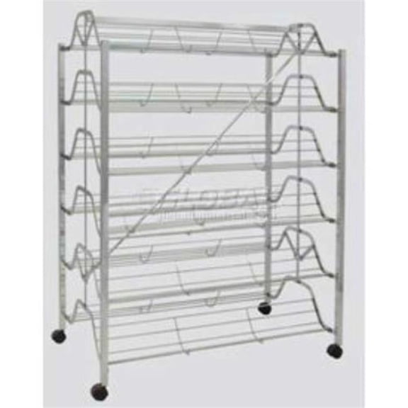 Amko Displays B1224158 Folding Shoe Rack for Easy Storage, Silver - 12 Shelves