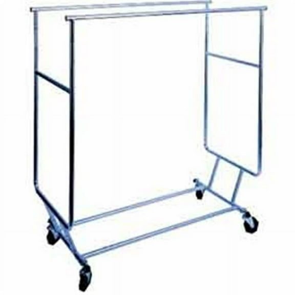 Amko Displays RCS-3 Collapsible Rolling Garment Rack with Double Rail Round Tubing, Chrome