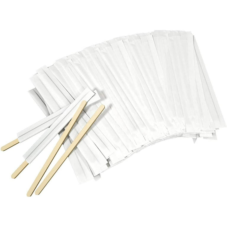 Amkoskr 1000Pcs Disposable Wood Coffee Stir Sticks 5.5 inch Individually  Wrapped Coffee Stirrers,Natural