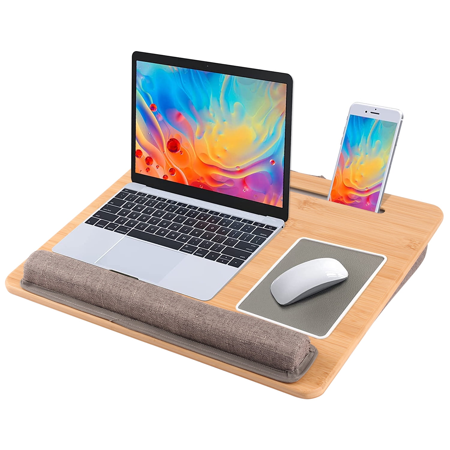 Amkoskr Portable Laptop Desk Ergonomic Stand with Cushion, AntiSlip