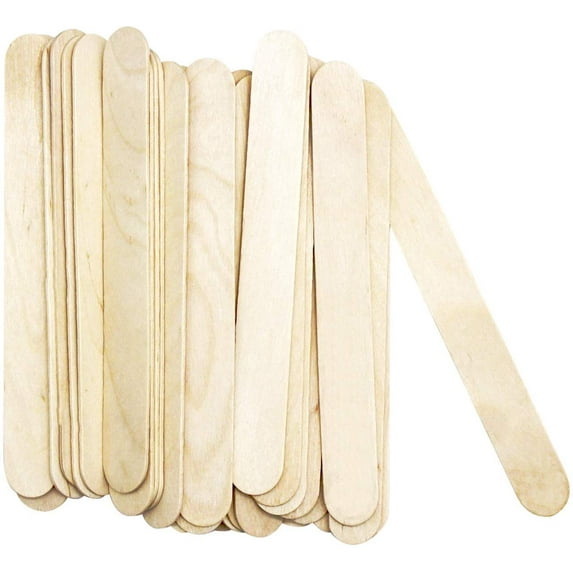 Amkoskr Natural Jumbo Craft Sticks 8" Length Wood Finish Tongue Depressors Birch Wood Stick Ice Cream Sticks 200 Pcs 200mm
