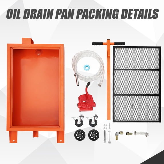 Amkui 15/20 Gallon Oil Drain Pan Low Profile Electric Oil Drain Change Pan with 110V Pump,8 ft Hose,Folding Handle Rolling Oil Drain Cart for Truck RVs Bus