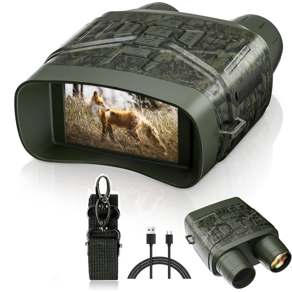 Amkui 4K Night Vision Binoculars for Adults, Night Vision Goggles with 4000 mAh Rechargeable Batteries, 5X Digital Zoom Infrared Night Vision Range with 3'' LCD Screen for Hunting, Camping, Travel