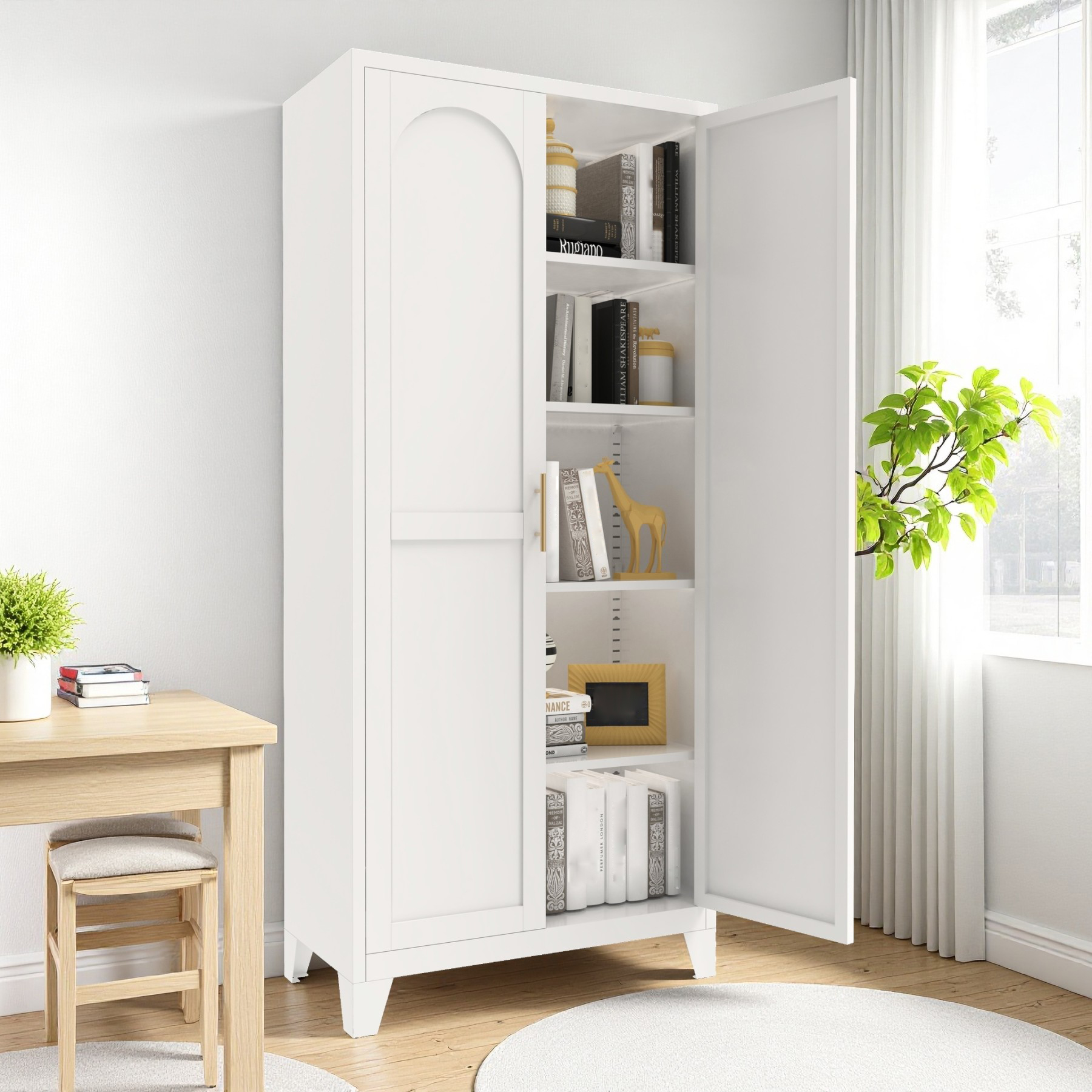 Amkui 70" Tall Metal Storage Cabinet with Lockable Doors & Adjustable Shelves, Kitchen Pantry Cabinet, Tools Clothes Garage Storage Cabinet for Home Office