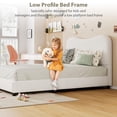 thumbnail image 1 of Amkui Boucle Upholstered Platform Bed Frame with Rounded Headboard - Low Profile, Rounded Corners, Heavy-Duty Wooden Slats, Noise-Free, No Box Spring Needed, Easy Assembly - Queen, Pure White, 1 of 8