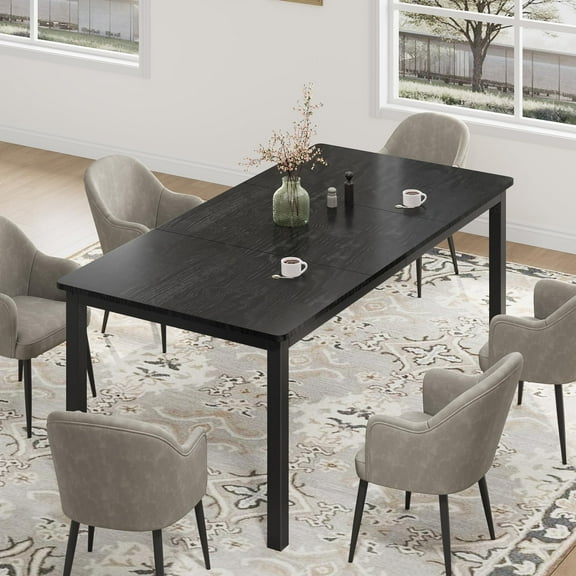 Amkui Dining Table for 6-8 People, 70.9" Modern Long Rectangle Dinner Table Industrial Metal Frame & MDF Board Large Kitchen Table for Dining Room Conference Room, Easy Assembly (only table)