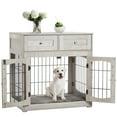 thumbnail image 1 of Amkui Dog Crate Furniture with 2 Drawers, 32''/40''H Dog Crate Wooden Dog Kennel Furniture with Cushion,End Table Wood Dog House for Indoor Use,Dog Crate for Small/Medium/Large Dog, 1 of 13