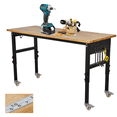 thumbnail image 1 of Amkui Height Adjustable Workbench with Power Outlet,70" 2000 Lbs Capacity Rolling Work Tables with 4 Lockable Casters, Oak Wood Top for Garage, Workshop,Party, Shop, Office, 1 of 9