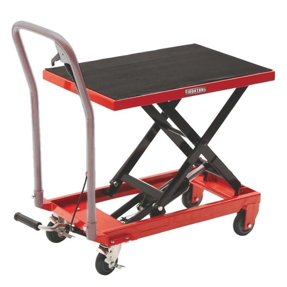 Amkui Hydraulic Lift Table Cart, 300/500/1100 lbs Capacity 28.5" Lifting Height, Manual Single Scissor Lift Table with Wheels & Non-Slip Pad for Handling