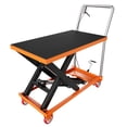 thumbnail image 1 of Amkui Hydraulic Lift Table Cart, 300/500/1100 lbs Capacity 28.5" Lifting Height, Manual Single Scissor Lift Table with Wheels & Non-Slip Pad for Handling, 1 of 7