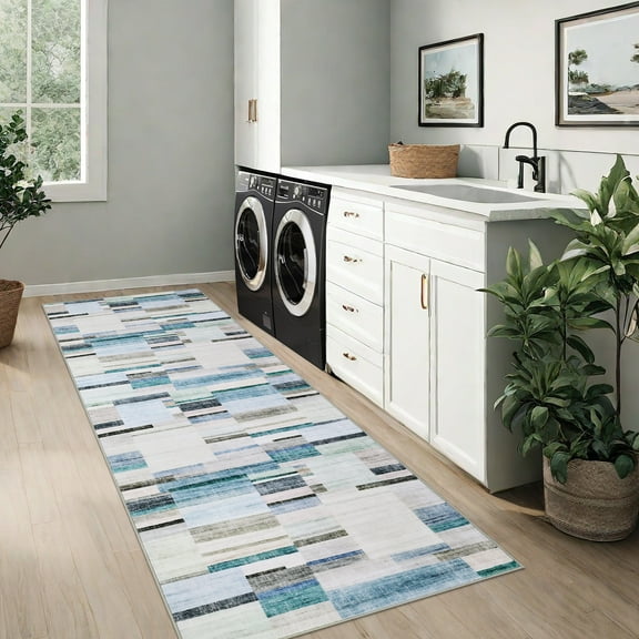 Amkui Washable Rug 9x12 Area Rugs for Living Room Modern Geometric Bedroom Rug Soft Non-Skid Indoor Large Throw Rugs Stain Resistant Carpet for Dining Room