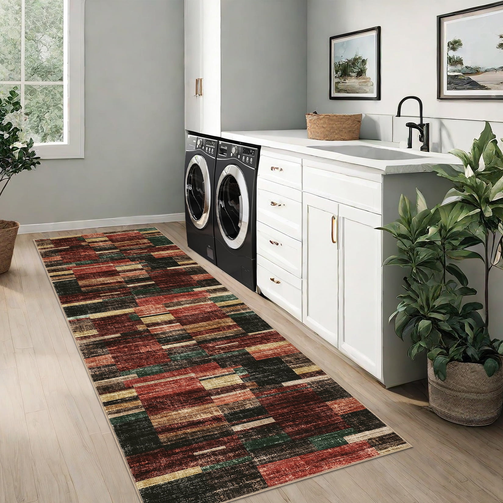 Amkui Washable Rug 9x12 Area Rugs for Living Room Modern Geometric ...