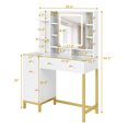 thumbnail image 1 of Amkui White Makeup Vanity Desk with Drawer, Lighted Mirror and Dressing Table, Modern Vanity Cabinet for Bedroom, Three Light Modes, 1 of 8