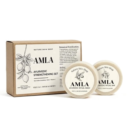 Nature Skin Shop Amla Ayurvedic Hair Set, for Thicker Fuller Looking Hair, 2-Piece