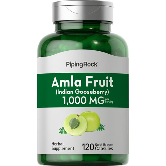 Amla Fruit Capsules 1000mg | 120 Extract Capsules | Herbal Supplement | By Piping Rock