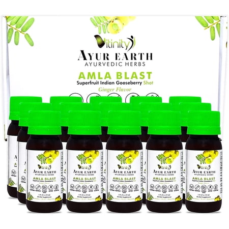 Amla Superfood Shot - AYUR EARTH - Ayurvedic Hair, Skin, Nail Health - Boost Immune System - Amla Powder Replacement - Indian Gooseberry (Alma Fruit) Organic Powdered Extract - Source of Vitamin C