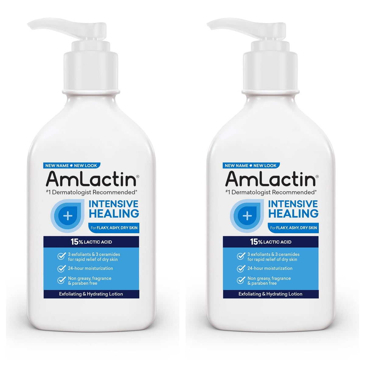 Amlactin Lotion - 2PC Locin Corporal Curativa Intensiva Para Piel Seca 7.9 Oz Exfoliante E Hidratante 2 En 1 Con Ceramidas Y cido Lctico Al 15% Para Alivio De La Piel Seca Las 24