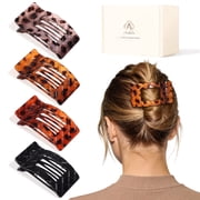 Amlaidu Large Flat Hair Claw Clips for Women Thin Medium Thick Hair, Duckbill Strong Hold Square Hair Clips, Tortoiseshell Colors, 4 Pcs
